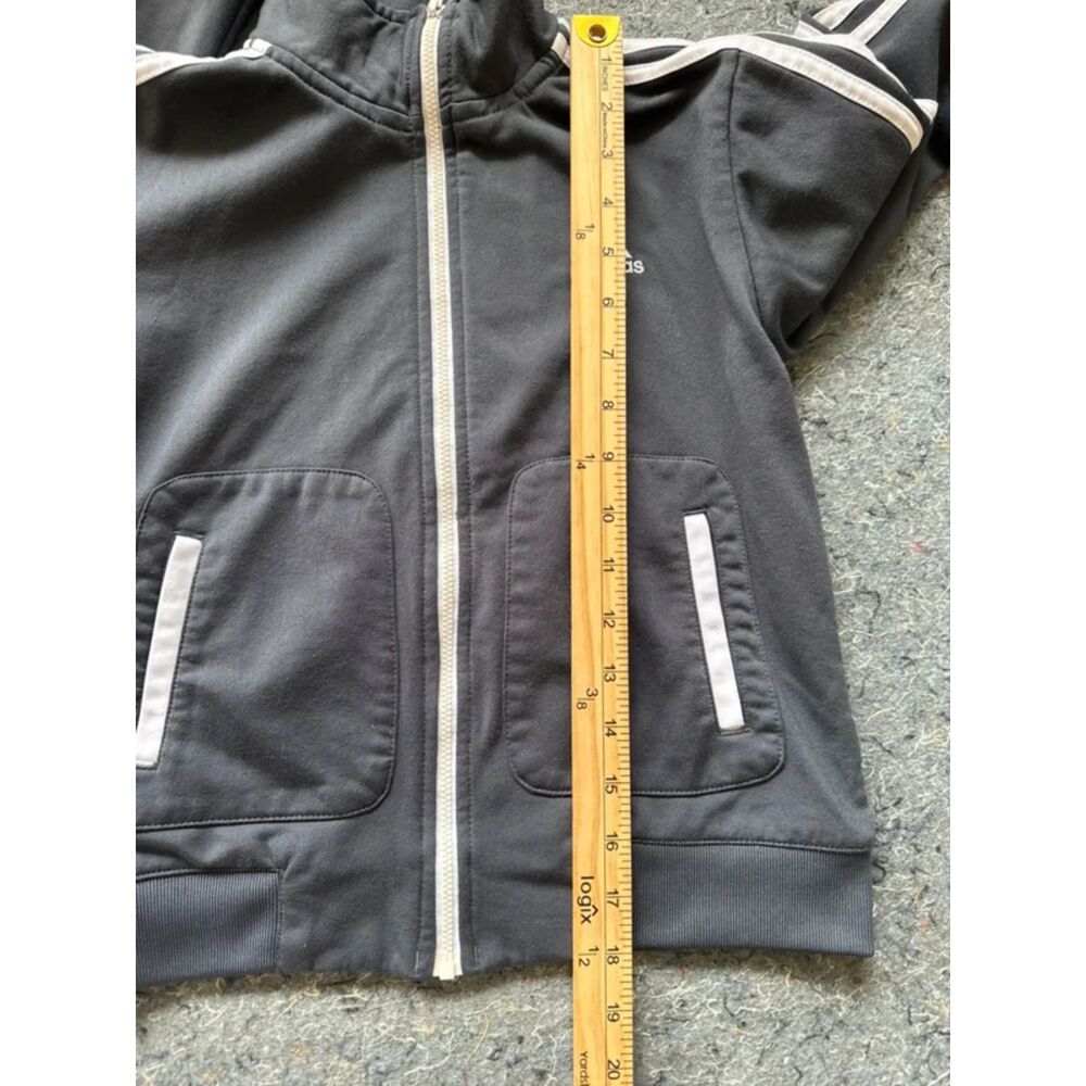 Adidas Kids Black Full Zip Track Jacket Size 6 White Stripes